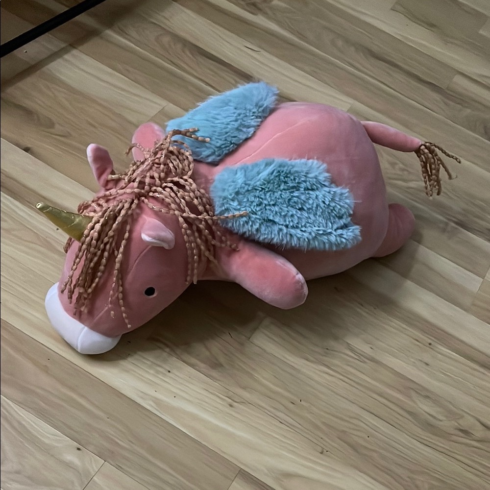Pink Unicorn Plush with Blue Wings